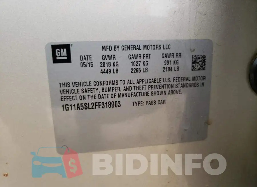 1G11A5SL2FF318903 Photo# 13