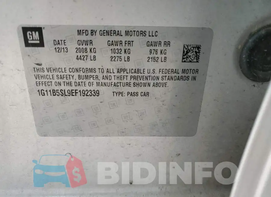1G11B5SL9EF192339 Photo# 12