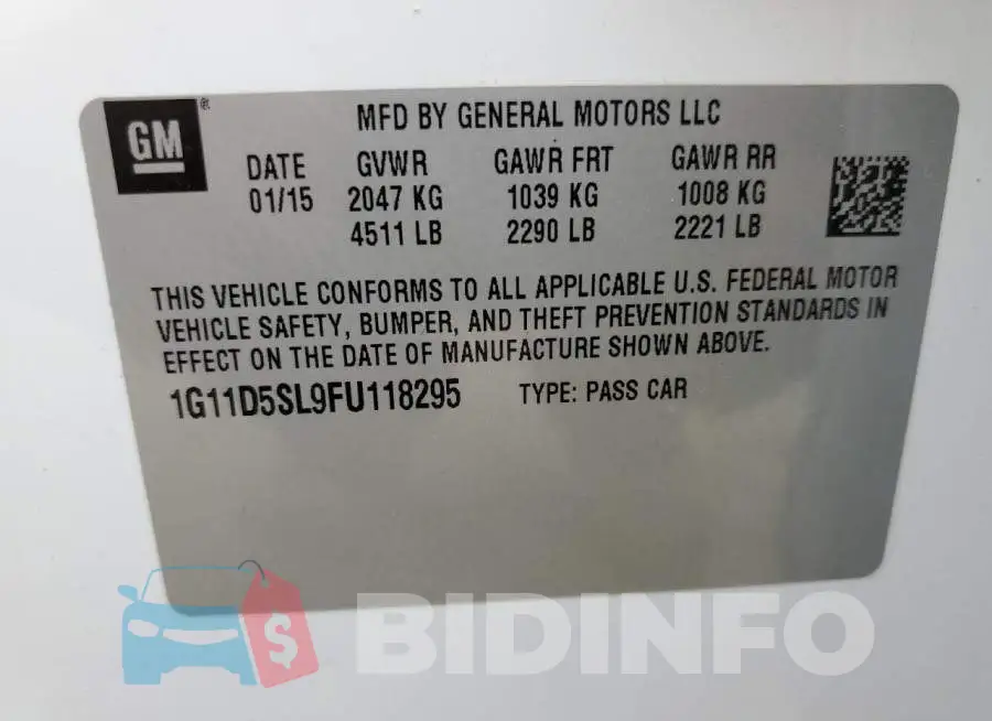 1G11D5SL9FU118295 Photo# 12