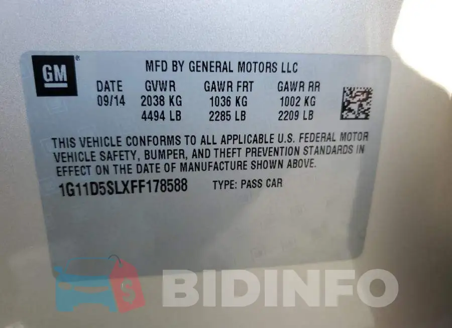 1G11D5SLXFF178588 Photo# 12