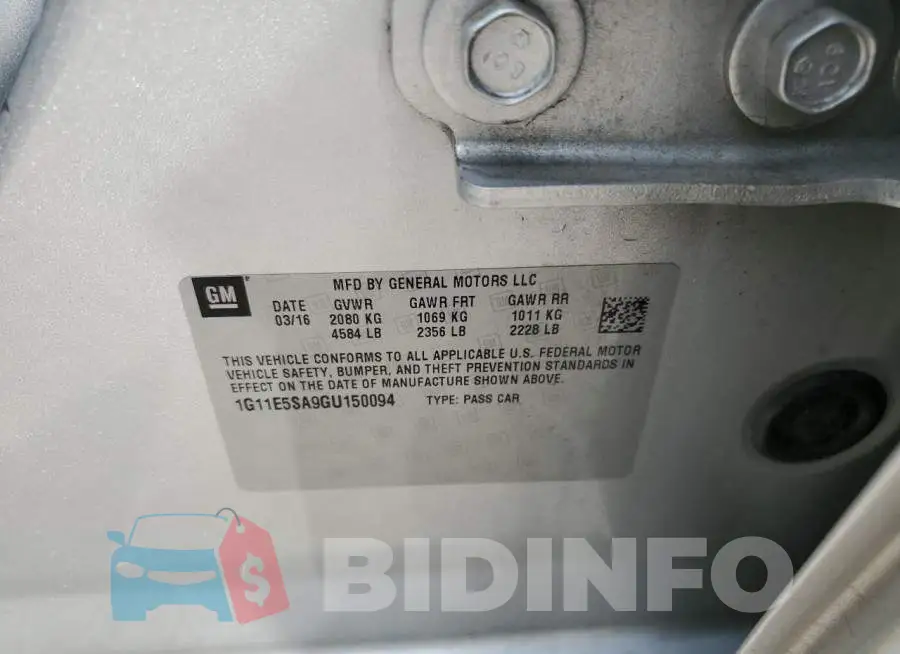 1G11E5SA9GU150094 Photo# 12