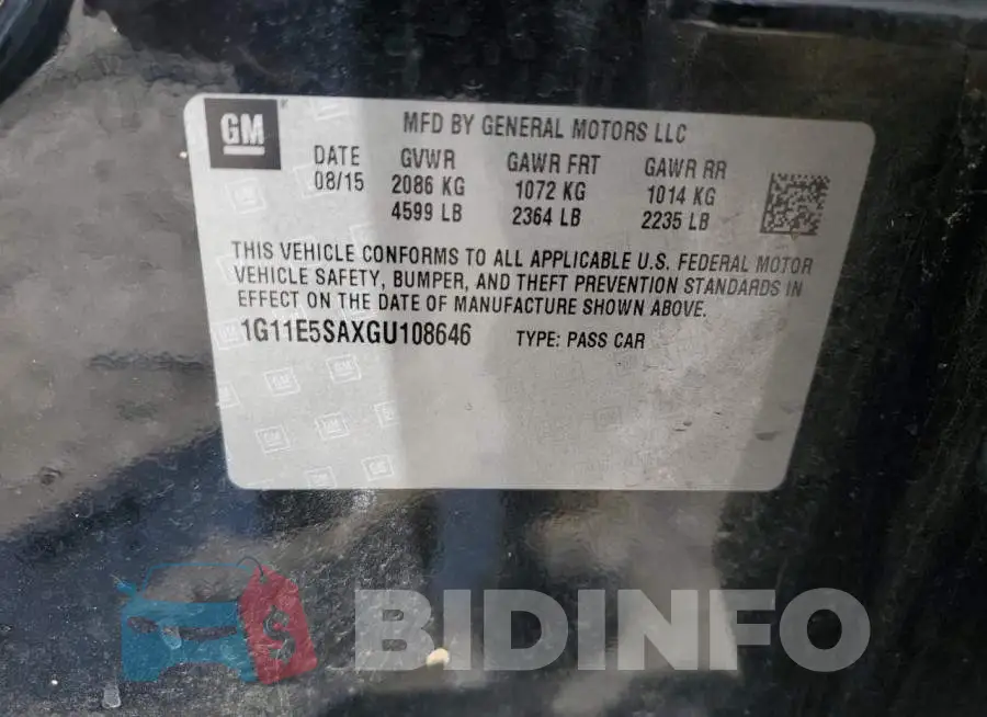 1G11E5SAXGU108646 Photo# 12