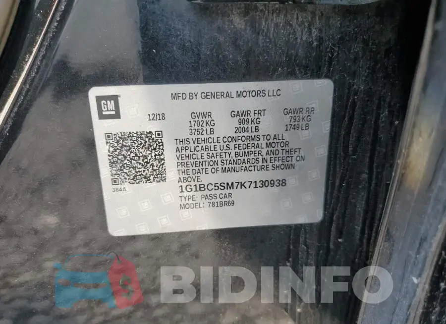 1G1BC5SM7K7130938 Photo# 12