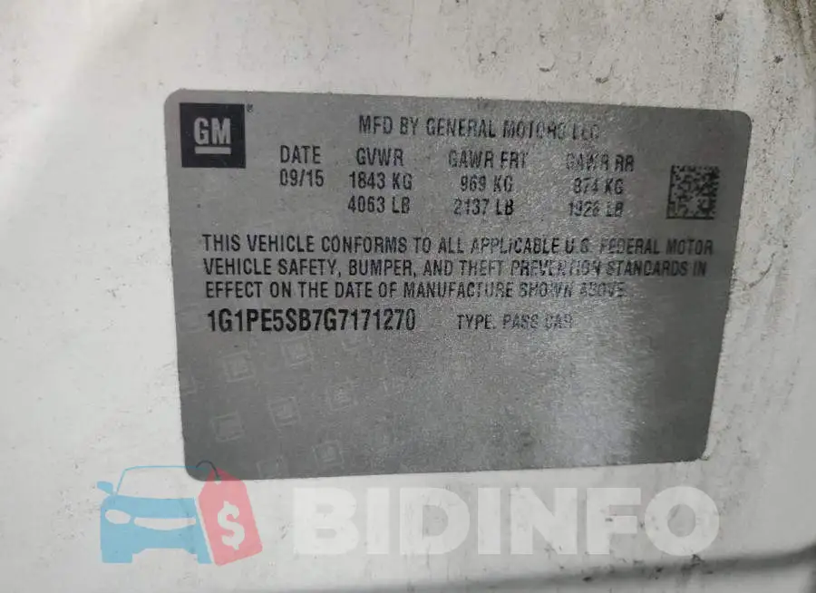 1G1PE5SB7G7171270 Photo# 12