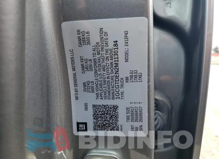 1GCGTDEN2M1130184 Photo# 13