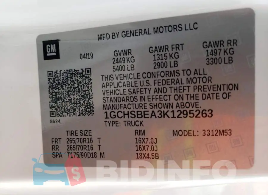 1GCHSBEA3K1295263 Photo# 12
