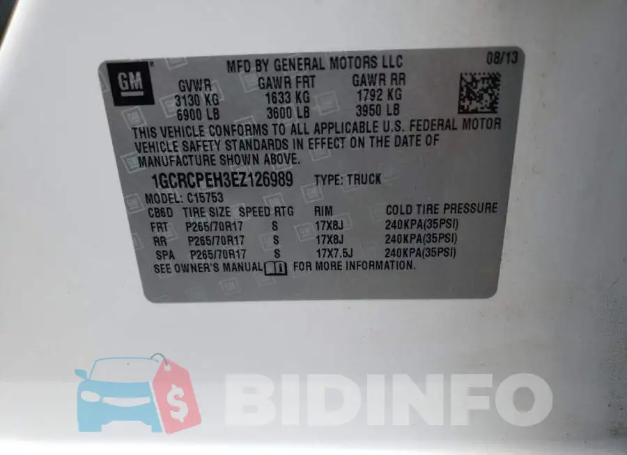 1GCRCPEH3EZ126989 Photo# 12