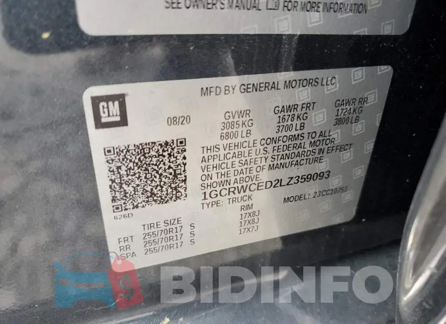 1GCRWCED2LZ359093 Photo# 12