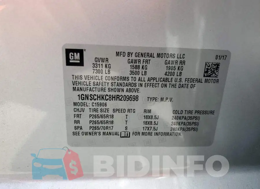 1GNSCHKC8HR209698 Photo# 13
