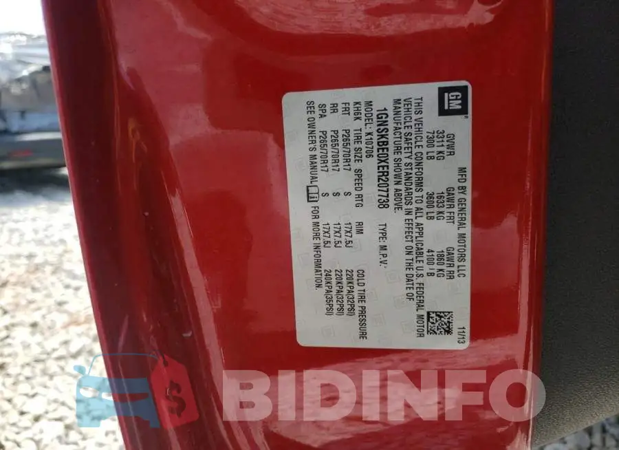 1GNSKBE0XER207738 Photo# 13