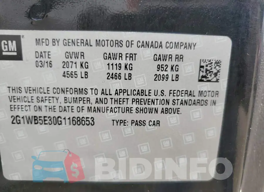 2G1WB5E30G1168653 Photo# 12