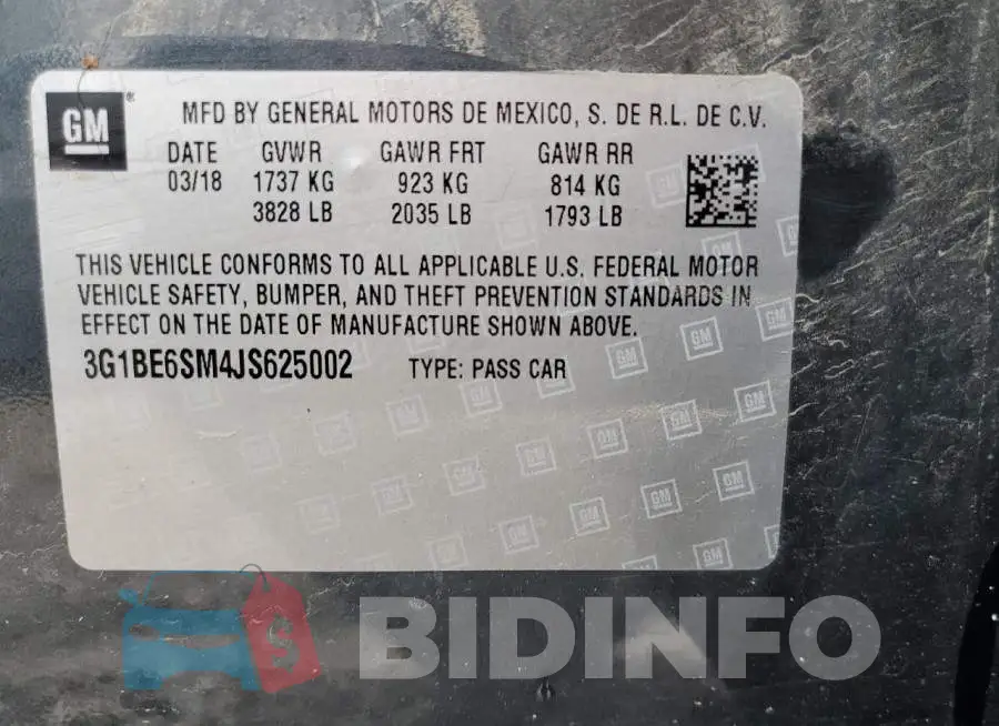 3G1BE6SM4JS625002 Photo# 12
