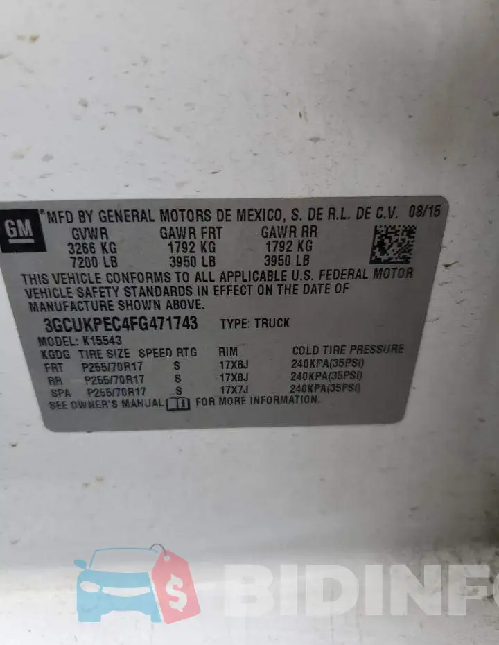 3GCUKPEC4FG471743 Photo# 12