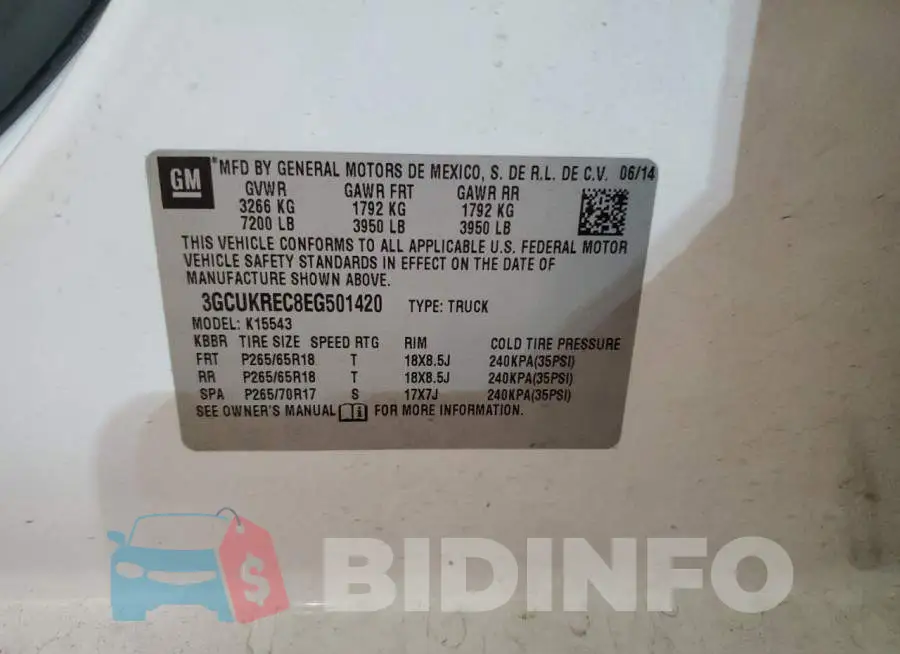 3GCUKREC8EG501420 Photo# 12