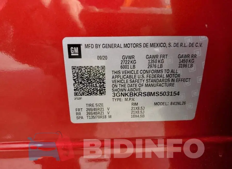 3GNKBKRS8MS503154 Photo# 14