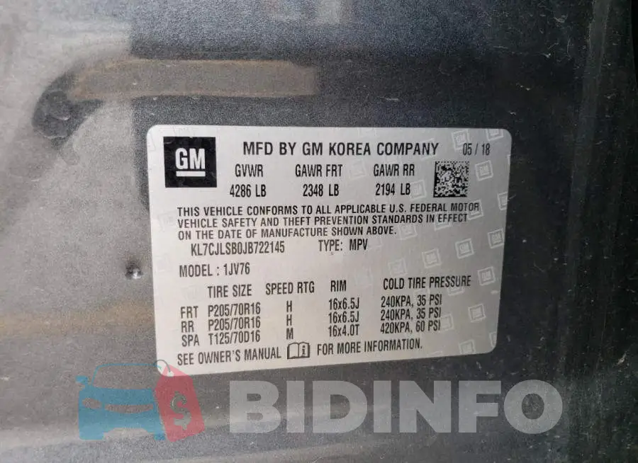 KL7CJLSB0JB722145 Photo# 13