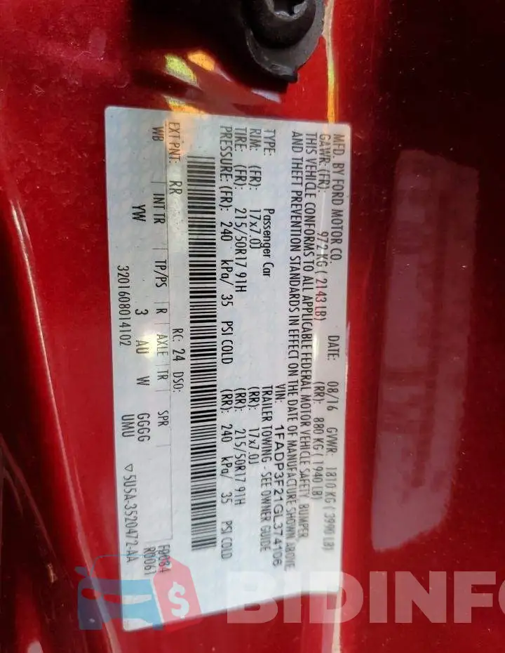 1FADP3F21GL374106 Photo# 12