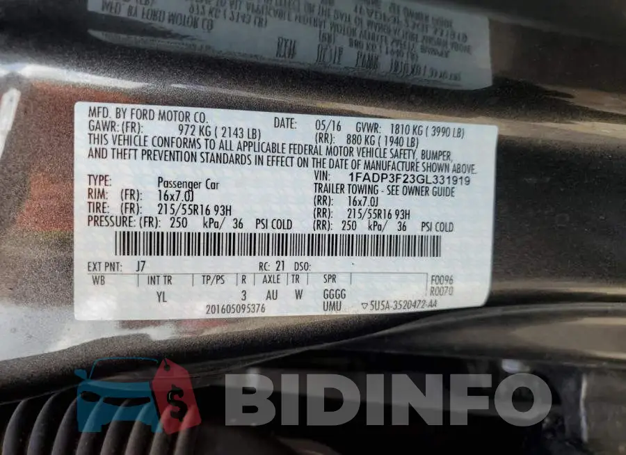 1FADP3F23GL331919 Photo# 12