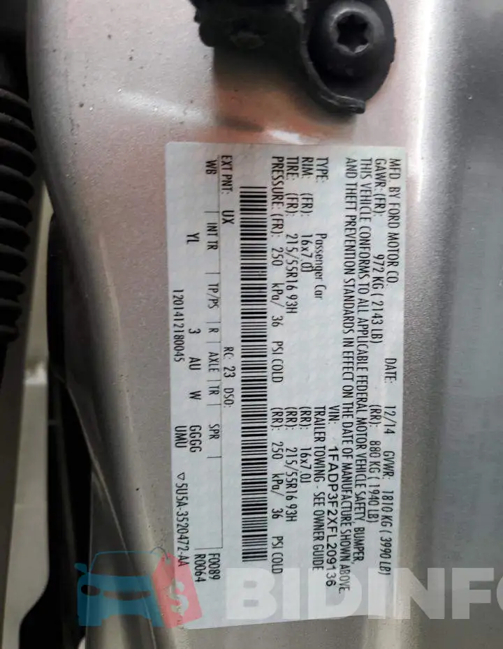 1FADP3F2XFL209136 Photo# 12