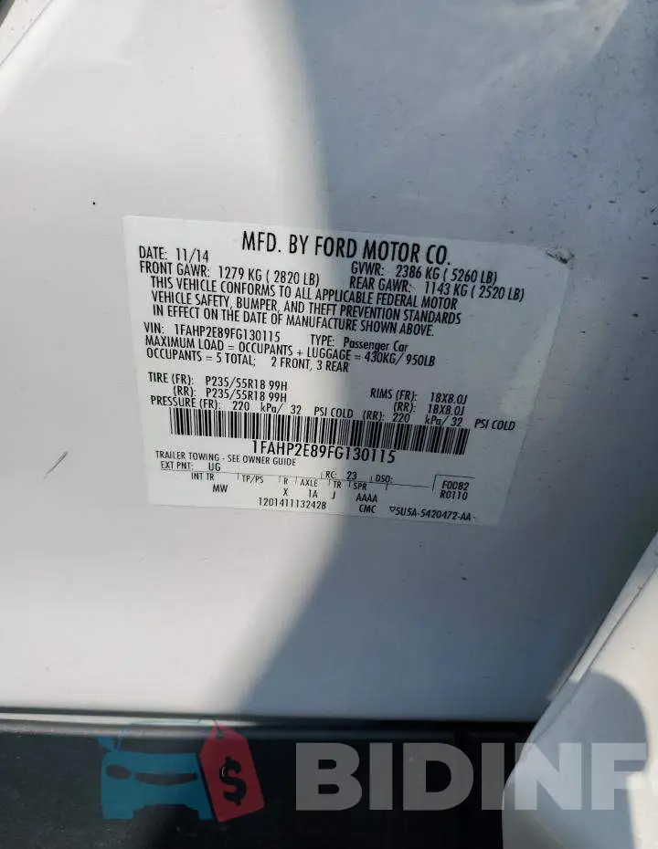 1FAHP2E89FG130115 Photo# 12