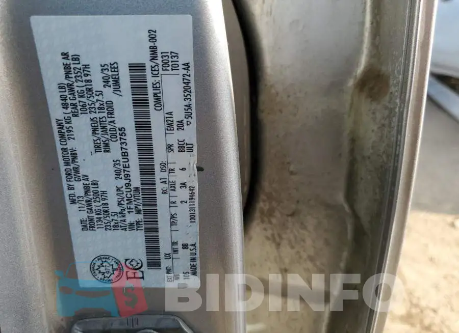1FMCU9J97EUB73755 Photo# 13