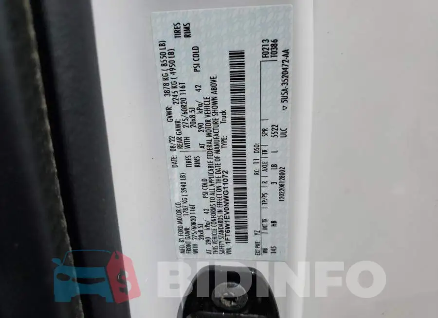1FT6W1EV0NWG11072 Photo# 12