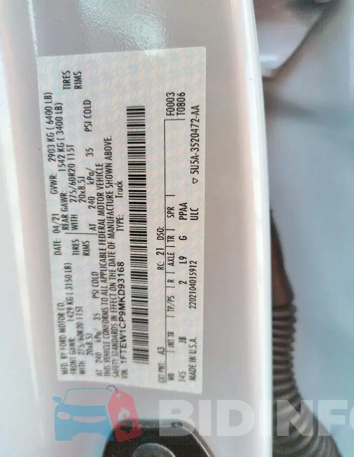 1FTEW1CP9MKD93168 Photo# 12