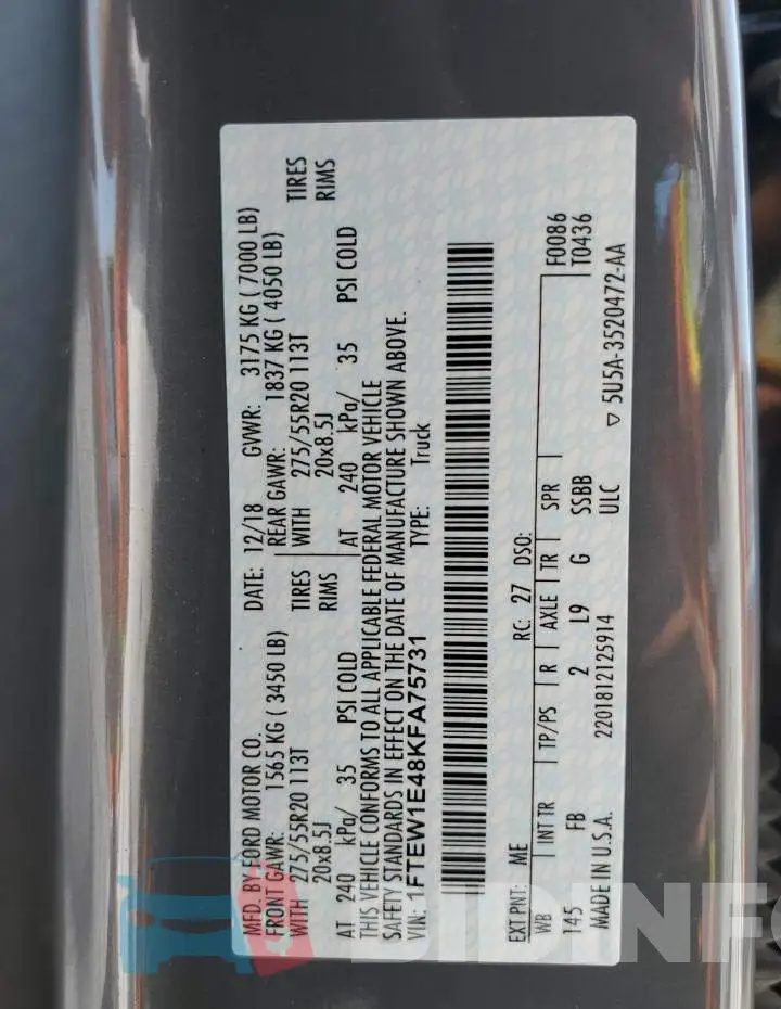 1FTEW1E48KFA75731 Photo# 12