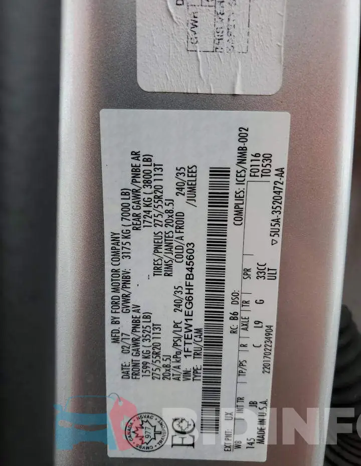 1FTEW1EG6HFB45603 Photo# 12