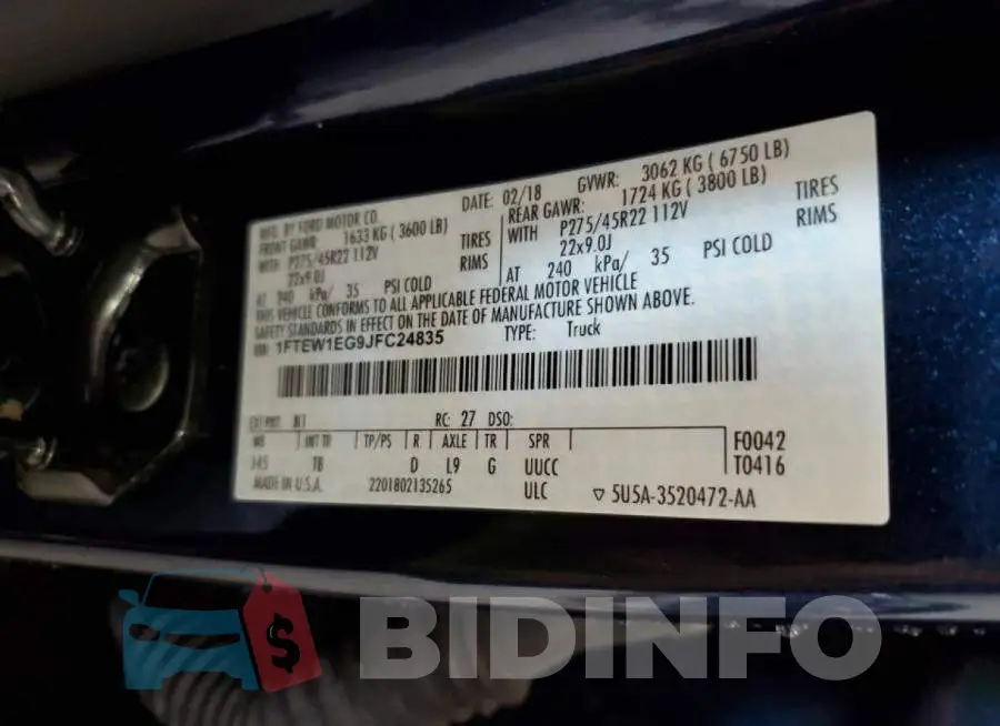 1FTEW1EG9JFC24835 Photo# 12