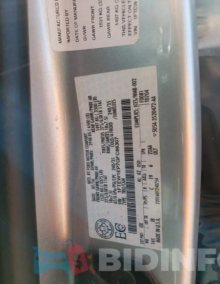 1FTEW1EP7GFC86307 Photo# 12