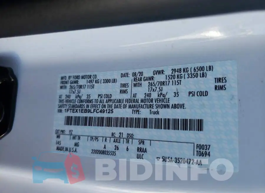 1FTEX1EB9LFC49125 Photo# 10