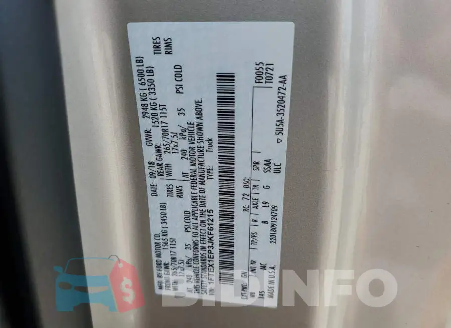 1FTEX1EP3JKF61215 Photo# 12