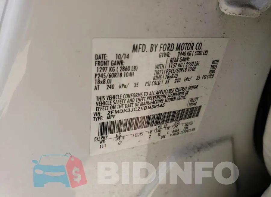 2FMDK3JC2EBB38145 Photo# 13