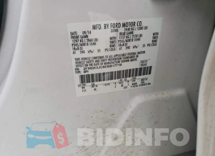 2FMDK3JC8EBB17719 Photo# 13