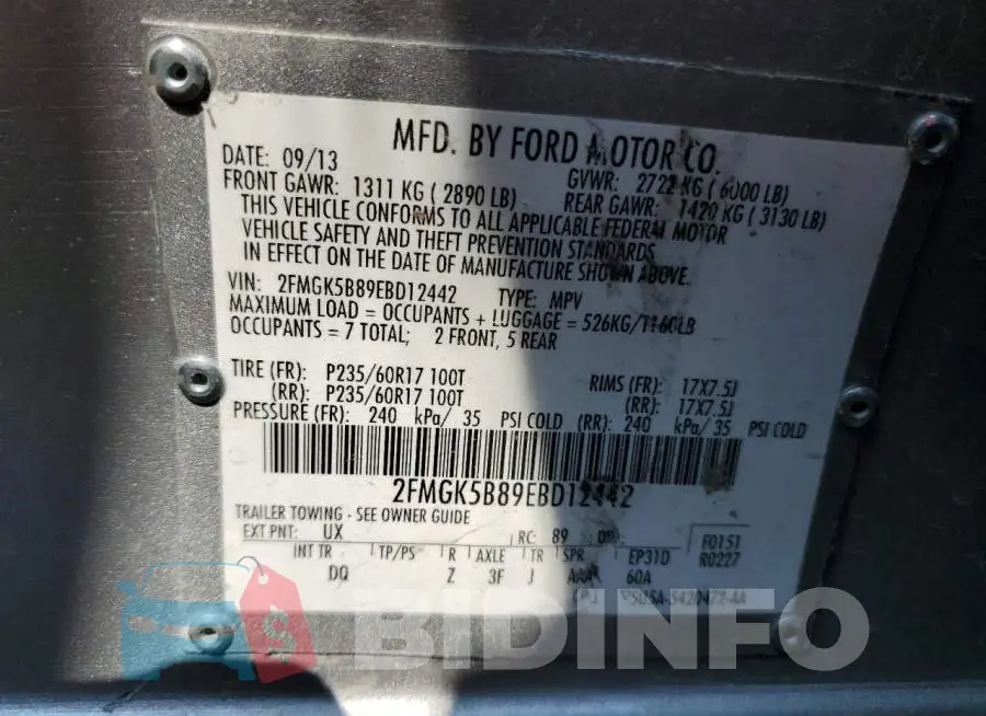 2FMGK5B89EBD12442 Photo# 13
