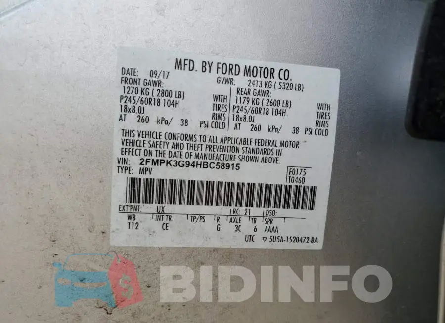 2FMPK3G94HBC58915 Photo# 13
