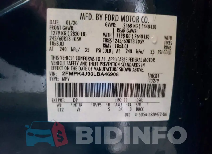 2FMPK4J90LBA46908 Photo# 14