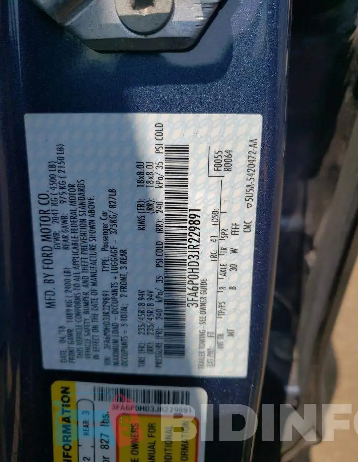 3FA6P0HD3JR229891 Photo# 12