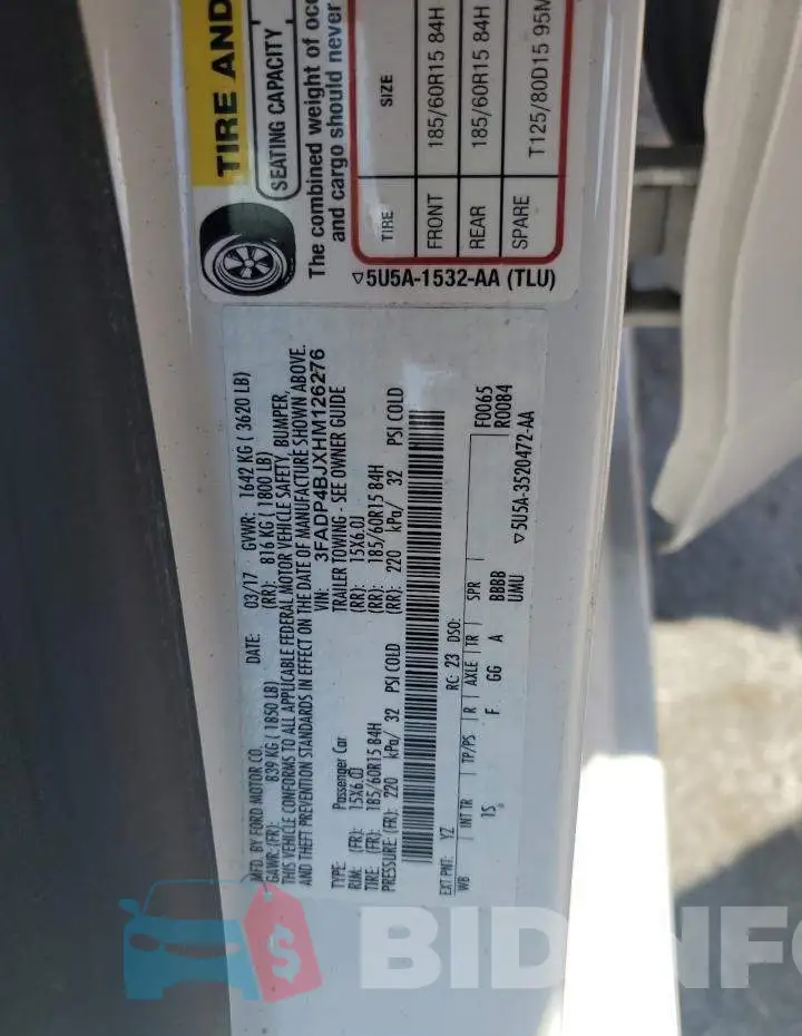 3FADP4BJXHM126276 Photo# 12