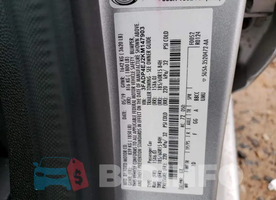 3FADP4EJ2KM147903 Photo# 13