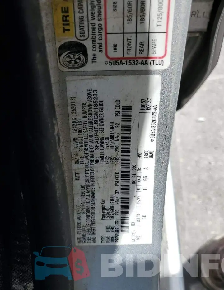 3FADP4EJ9GM185233 Photo# 12