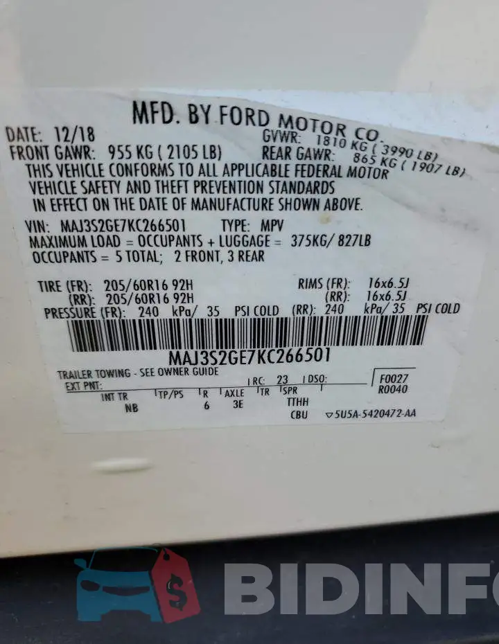 MAJ3S2GE7KC266501 Photo# 14