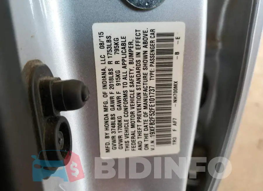 19XFB2F52FE101737 Photo# 12