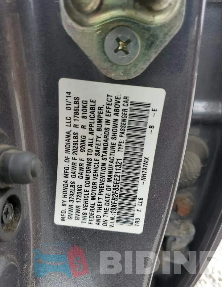 19XFB2F85EE211321 Photo# 12
