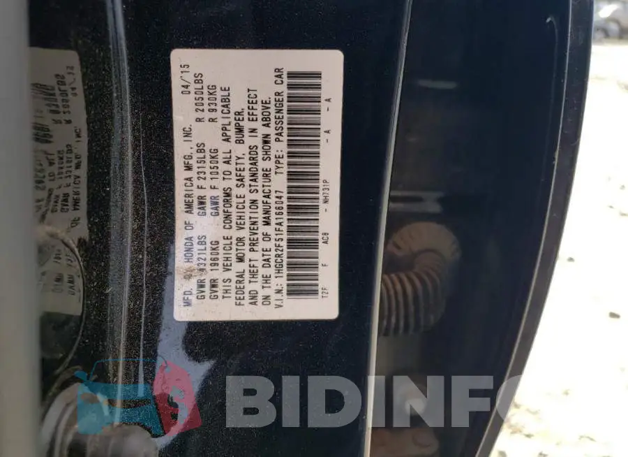 1HGCR2F51FA166047 Photo# 12