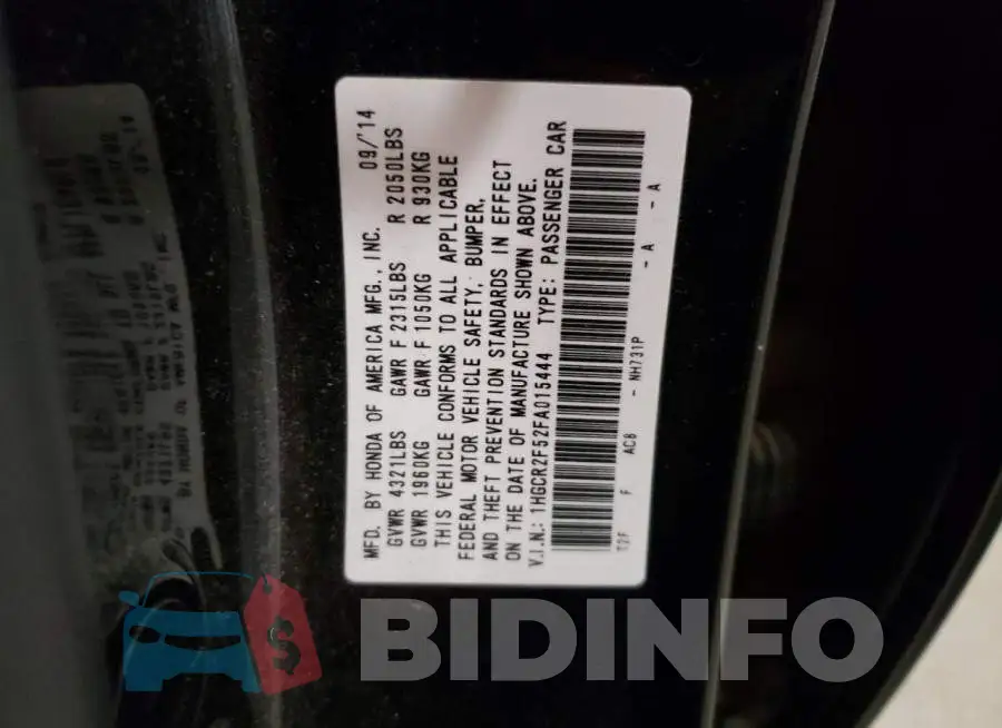1HGCR2F52FA015444 Photo# 13