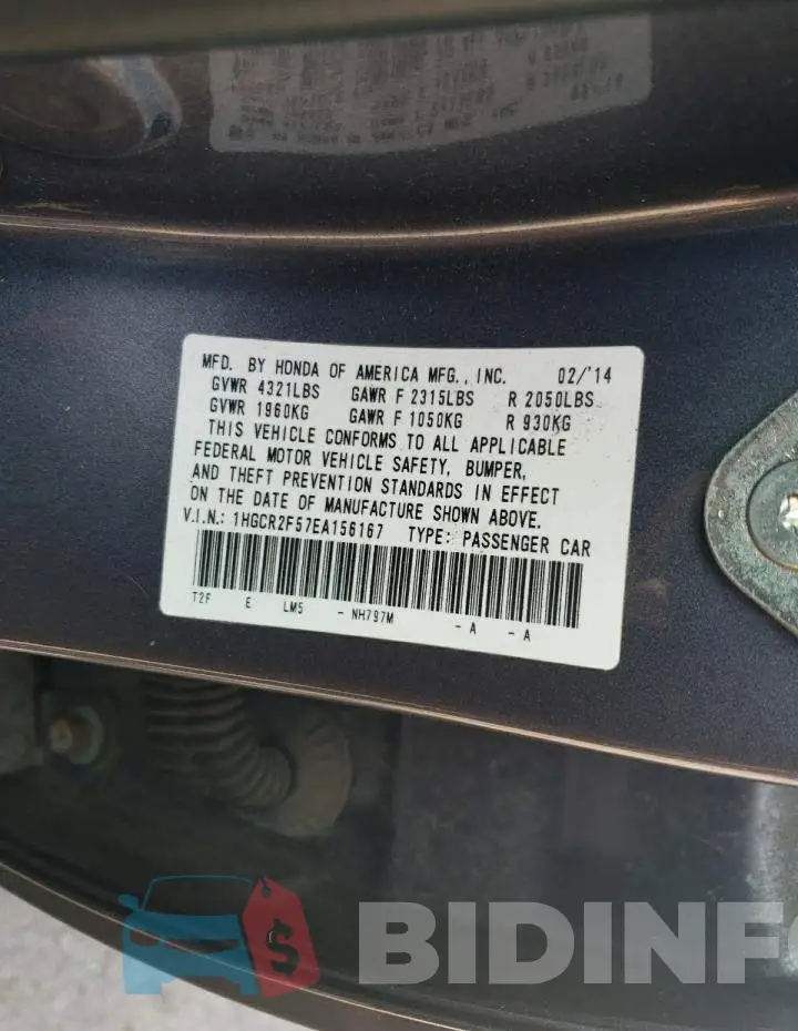 1HGCR2F57EA156167 Photo# 12