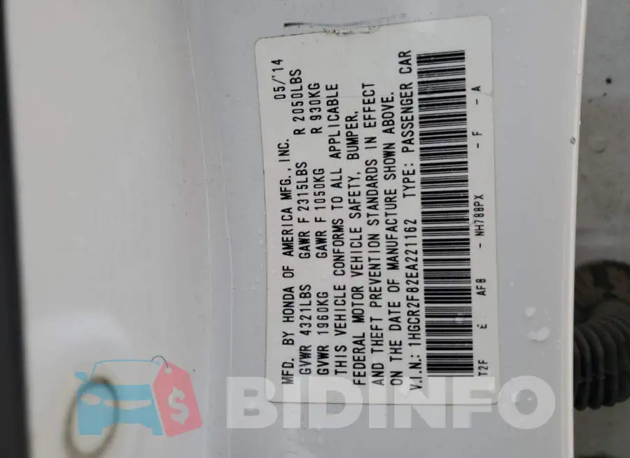 1HGCR2F82EA221162 Photo# 12