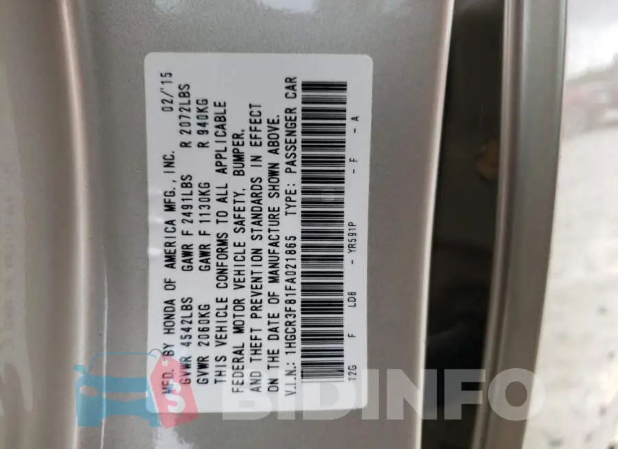 1HGCR3F81FA021865 Photo# 12